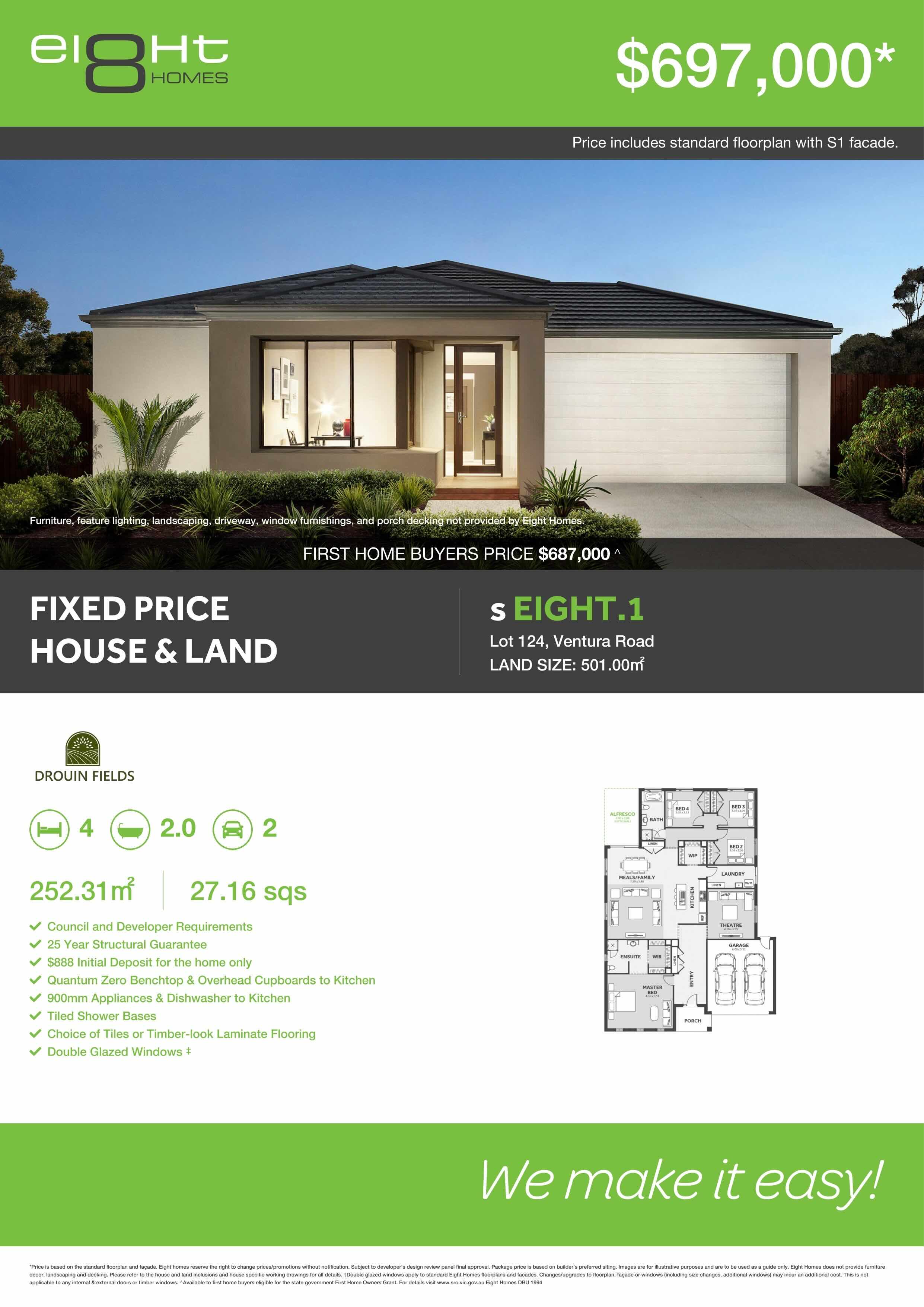 [House & Land] Lot 124 s EIGHT.1 by 8 HOMES Drouin Fields Estate